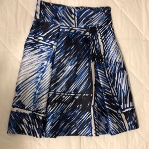 MILLY Blue and White print A-Line skirt
